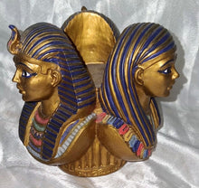 Load image into Gallery viewer, Vintage Summit Collection Egyptian Triple Pharaoh Candle Holder Resin Arcadia CA
