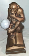 Load image into Gallery viewer, Vintage 1969 Austin Sculpture Darwin Thinking Ape Monkey Statue Holding Skull
