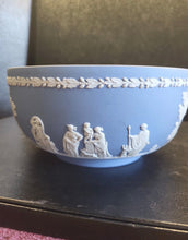 Load image into Gallery viewer, Vintage Wedgwood Blue Jasperware Grecian Sacrifice Bowl 8" Wide
