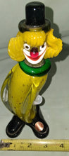 Load image into Gallery viewer, Vintage Murano Italy Art Glass Clown Figurine Yellow Top Hat 8” Label
