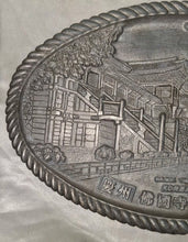 Load image into Gallery viewer, Vintage Bulguksa Temple Korea Pewter Relief Tray Oval Dragon Souvenir 12"
