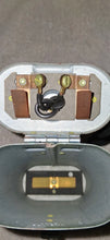 Load image into Gallery viewer, Vintage Justrite USA Battery-Powered Headlamp Green Metal Case W/ Strap
