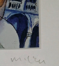 Load image into Gallery viewer, Michael Leu Signed Print “At Piazza San Marco” Framed Contemporary 8x11 Cat Art

