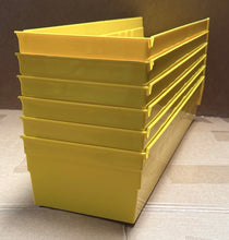 Load image into Gallery viewer, ULINE S-14626 Yellow Plastic Shelf Storage Bins Totes Stackable Lot of 6
