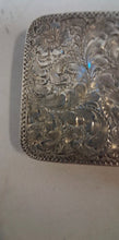 Load image into Gallery viewer, Vintage Sterling Silver Western Belt Buckle Hand Engraved Floral Scroll 3.25”
