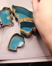 Load image into Gallery viewer, Vintag Japanese/Chinese Cloisonne Enamel Butterfly Puzzle Trinket Box 4 Segments
