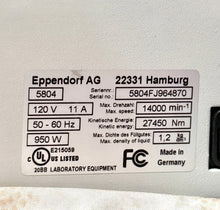 Load image into Gallery viewer, Eppendorf Model 5804 High-Speed Benchtop Centrifuge, Tested Power On, Excellent
