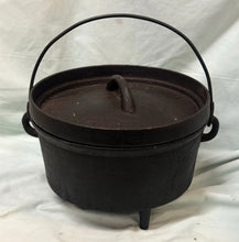 Load image into Gallery viewer, Antique Cast Iron No 3 Camp Dutch Oven 3-Legged Footed Pot With Lid 10" 16.5lb
