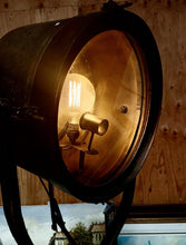 Load image into Gallery viewer, Vintage Industrial Searchlight Floor Lamp Tripod Spotlight Theater Light 72”
