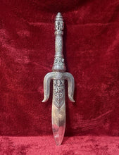 Load image into Gallery viewer, Large Thai Brahma Ritual Trident Dagger Sword Silver Tone 25” Heavy 6 lbs.
