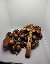 Load image into Gallery viewer, Massive Vintage 74” Olive Wood Rosary Heart Shaped Center
