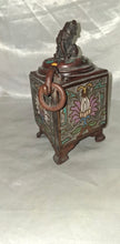 Load image into Gallery viewer, Vintage Chinese Enamel Bronze Incense Burner Censer Foo Dog Lid
