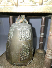 Load image into Gallery viewer, Vintage Oriental Solid Brass Gong Bell Prayer Pagoda Temple 10”

