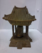 Load image into Gallery viewer, Vintage Oriental Solid Brass Gong Bell Prayer Pagoda Temple 10”
