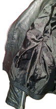 Load image into Gallery viewer, Red Leather ette Women's Black Leather Moto Biker Jacket Quilted Sleeves Size 10
