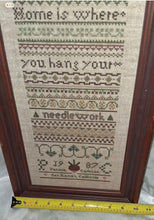 Load image into Gallery viewer, Vintage Framed Cross Stitch Sampler Home Is Where You Hang Your Needlework  1987
