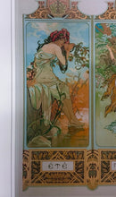 Load image into Gallery viewer, Alphonse Mucha Four Seasons Art Nouveau Lithograph Print Mucha Museum 1998 25x35
