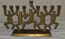 Load image into Gallery viewer, Vintage Brass Dancing Figures 9 - Light Candlestick Holder Menorah Judiaca
