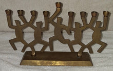 Load image into Gallery viewer, Vintage Brass Dancing Figures 9 - Light Candlestick Holder Menorah Judiaca
