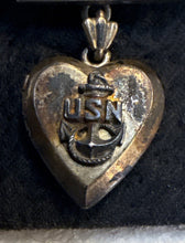 Load image into Gallery viewer, WWII US Navy 2 Piece Amico Sweetheart Locket Pin Pendant Sterling Silver
