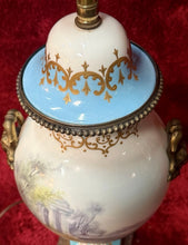 Load image into Gallery viewer, Signed F Peroche Hand Painted French Sevres Porcelain Urn Brass Lamp 28”
