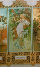 Load image into Gallery viewer, Alphonse Mucha Four Seasons Art Nouveau Lithograph Print Mucha Museum 1998 25x35
