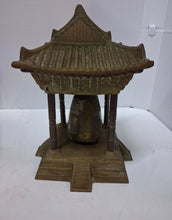 Load image into Gallery viewer, Vintage Oriental Solid Brass Gong Bell Prayer Pagoda Temple 10”
