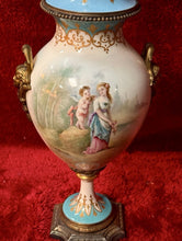 Load image into Gallery viewer, Signed F Peroche Hand Painted French Sevres Porcelain Urn Brass Lamp 28”
