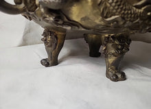Load image into Gallery viewer, Vintage China bronze FengShui wealth Lucky dragon beast incense burner censer
