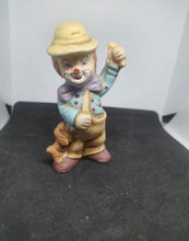 Load image into Gallery viewer, Vintage Porcelain Sad Hobo Clown Figurine With A Puppy And Bowler Hat, Ceramic
