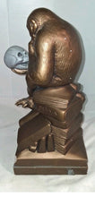 Load image into Gallery viewer, Vintage 1969 Austin Sculpture Darwin Thinking Ape Monkey Statue Holding Skull
