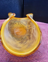 Load image into Gallery viewer, Genuine Murano Art Glass Bowl Fiery Amber Fire Italy by White Cristal Rare
