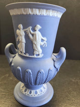 Load image into Gallery viewer, Antique WEDGWOOD Jasperware Athena GREEK GODDESS Urn Vase 6" Blue dip
