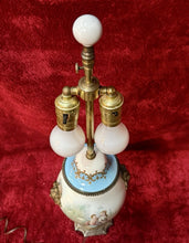 Load image into Gallery viewer, Signed F Peroche Hand Painted French Sevres Porcelain Urn Brass Lamp 28”
