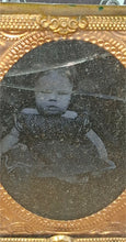 Load image into Gallery viewer, Antique Tintype Photograph Baby Child Gold Tone Ornate Frame Victorian Era Photo
