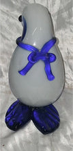 Load image into Gallery viewer, Hand Blown Art Glass Duck Figurine Blue White Yellow Bow Decorative Sculpture
