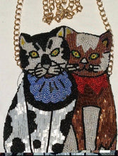 Load image into Gallery viewer, Vintage TST Art Beaded Cat Purse Shoulder Bag Handmade Glass Beads Double Cat
