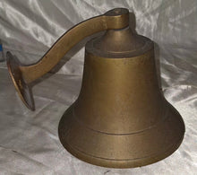 Load image into Gallery viewer, Vintage Solid Brass Wall Mount Bell w/ Bracket &amp; Rope Pull Nautical Farm School
