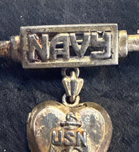 Load image into Gallery viewer, WWII US Navy 2 Piece Amico Sweetheart Locket Pin Pendant Sterling Silver

