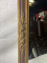Load image into Gallery viewer, #201 Ornate Antique Gold Wood Framed Accent Mirror 30.5“ X 28“.
