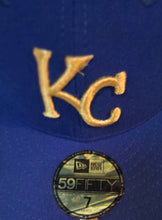 Load image into Gallery viewer, New Era 59FIFTY Kansas City Royals Hat Size 7 Royal Blue Gold Fitted Cap
