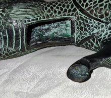 Load image into Gallery viewer, Vintage Chinese Bronze Tone Dragon Beast Figurine Green Patina Statue 7.5"
