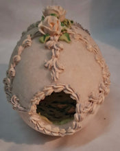 Load image into Gallery viewer, Vintage Sugar Egg Easter Diorama Panorama Egg Bunny Cottage Roses Handmade
