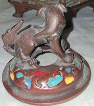Load image into Gallery viewer, Vintage Chinese Enamel Bronze Incense Burner Censer Foo Dog Lid
