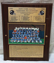 Load image into Gallery viewer, 1990 New York Giants Super Bowl XXV Champions Team Photo Roster Wood Plaque
