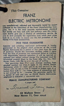 Load image into Gallery viewer, Vintage Franz Electric Metronome LM-FB-3 w/ Manual Papers &amp; Box Tag
