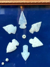 Load image into Gallery viewer, Native American Art Display Arrowheads &amp; Stones Framed w/ Glass Picture 26.5x33
