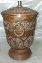 Load image into Gallery viewer, Vintage 1950’s NADER Tehran Iran Copper Ice Bucket Hand Hammered With Lid
