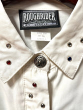 Load image into Gallery viewer, Vintage Roughrider Circle Western Show Shirt White Rhinestone Small Style NWOT
