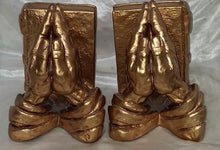 Load image into Gallery viewer, Vintage 1965 Progressive Art Products Praying Hands Holy Bible Bookends Pair
